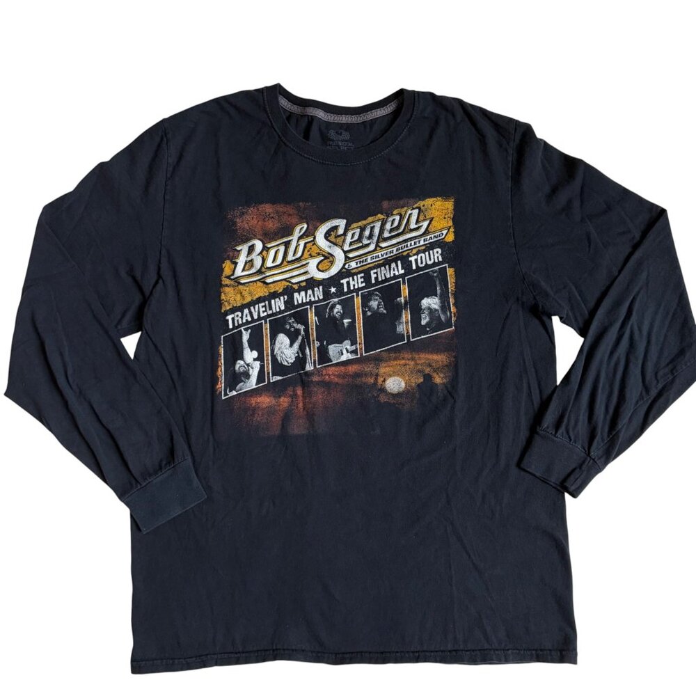 Bob Seger 2018-2019 Travelin' Man - Final Tour Long Sleeve Black T-Shirt - Large